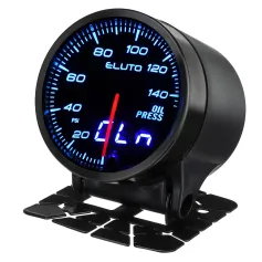 Eluto Universal 2\ 52mm 12V Oil Pressure Gauge Meter With Sensor 10 Color LED Tinted Face PSI