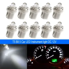 10-Pack T5-B8.5D Single Dome LED Car Light Indicator Light Width Light 5050SMD1 LED Instrument Light Instrument Panel Light High Brightness