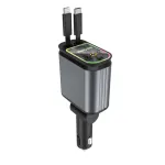 4 in 1 High Power 66W Super Fast Retractable Car Charger with Star Projector Night Light Car Mood Light for iOS and Android