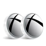 2pcs Car Suction Cup Mount Auxiliary Rearview Mirror 360° Rotating Wide-angle Round Frame Blind Spot Mirror