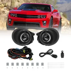 [Directo desde EE. UU.] Par de luces antiniebla para coche de 12 V y 55 W con bombillas, interruptor y cableado, lámpara antiniebla halógena para Chevrolet Camaro 2014-2015