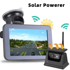 Wireless Solè pouvwa backup Kamera AHD 5 Pous Rear View Kontwole Wide Angle lannwit Vizyon Long Range Transmisyon dlo