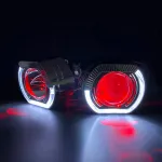 2.5'' VER 8.1 Bi-Xenon Projector Lens H1 Motorcycle Headlight for X5 BM Sport Motorcycle LED Square Angel Eyes DRL Retrofit H4 H7