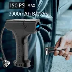 150PSI Portable Car Tire Inflator Pump Cordless Car Air Pump with LCD Digital Display LED Emergency Lighting for Car Motorcycle Bike Ball