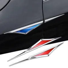 2pcs 3D Leaf Side Emblem Sticker Metal Alloy Car Stickers Side Emblem Badge Universal