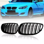 For BMW 5 SERIES E60 E61 M5 GLOSS FRONT KIDNEY GRILLE GRILL TWIN SLAT 2004-2010