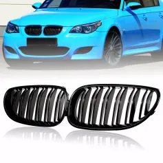 För BMW 5-SERIE E60 E61 M5 GLANS FRÄMRE NJURGRILL GRILL DUBBELSLAT 2004-2010