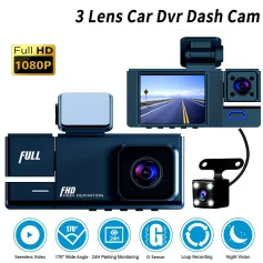 2 Inch IPS Screen Car Dash Cam 3-Channel Driving Recorder G-sensor Loop Recording Parking Monitoring