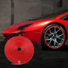 8M Universal Car Hubcap Wheel Rim Protector Stickers Anti-Scratch Anti-Scuff Auto Tire Rim Plated Strip Protective Decoration