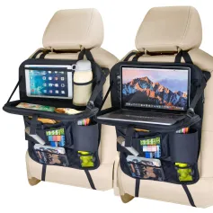 Tsumbay 2 peças bolsa de armazenamento dobrável para banco de carro com bolsos e bandeja conjunto de tecido Oxford