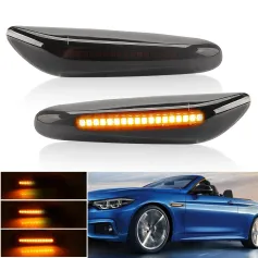 Pair Amber Flowing Water LED Turn Signal Side Marker Light for BMW 3 Series E36 E46 E90 E91 1 Series E81 E82 E87 E88