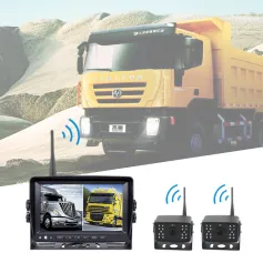 Wireless 7-inch Car Digital Monitor Dual-Camera Recorder Digital Wireless Backup Rear View Camera 140° Lens Angle IP68 Waterproof for Heavey Duty Truck/Bus/Car