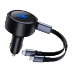 Car Fast Charging with Retractable Cable Type C for Apple Interface Dual Output Car Charger Port Car Charger Super Fast Charging Head