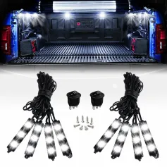8PCS 24LED Rock Light for Cargo Truck Pickup Bed Off Road Under Car Side Marker LED Rock IP67 Waterproof