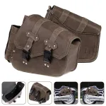 Left / Right Side Universal Saddlebag Storage Tool Bag W/ Bottle Holder PU Leather Waterproof Motorcycles Bag