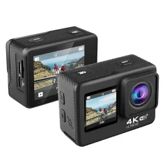 AUSEK 4K 60fps অ্যাকশন ক্যামেরা ডুয়াল স্ক্রিন স্পোর্ট ক্যামেরা সহ অ্যান্টি-শেক রিমোট কন্ট্রোল ভিডিও ওয়াইফাই OET ওয়াইড অ্যাঙ্গেল DV ক্যামেরা স্পোর্টস ক্যামেরা 30m ওয়াটারপ্রুফ রেটিং ইউটিডোর সাইক্লিং হেল্ম