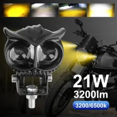 8-80V Dual Color LED Motorcycle Electric Headlight Yellow & White Waterproof Motorcycle Headlight Fog Lamp Running Lights Auxiliary Spotlights