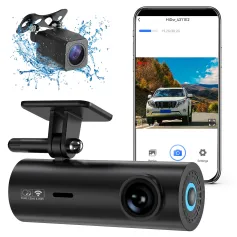Gravador de direção de carro, câmera dupla frontal e traseira, WiFi, visão noturna HD 1080P, câmera DVR para carro com monitoramento de estacionamento 24 horas