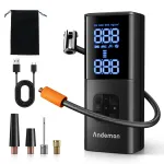 Andeman Tire Inflator Portable Air Compressor, 150PSI & 8000mAh Portable Air Pump, 4X Faster Cordless Tire Inflator with Large Display and LED Light, Cordless Air Pump for Cars, Bike, Ball and More