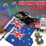 3ft / 4ft / 5ft LED Whip Lights Antenna Flag Pole Quick Release Base For ATV RGB AU UTV
