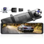 AZDOME PG19X 2CH 12 Inches Car Mirror Dash Cam 4K with 64G Card HD WiFi GPS 2160P Loop Recording Parking Monitoring Night Vision