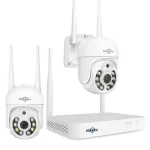 Hiseeu WK-2HD205 2 Cameras 5MP WiFi CCTV PTZ Camera Security System Kit 10CH NVR Recorder AI Motion Tracking IP Camera Set Video Surveillance System EU Plug