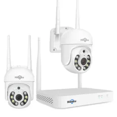 Hiseeu WK-2HD205 2 Cameras 5MP WiFi CCTV PTZ Camera Security System Kit 10CH NVR Recorder AI Motion Tracking IP Camera Set Video Surveillance System EU Plug