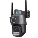 3MP+3MP Dual Lens WiFi Security Camera 5X Zoom Dual Screen PTZ Camera ICSEE APP Outdoor Auto Tracking Color Night Vision AI Human Detection Two-Way Audio IP66 Waterproof Surveillance Camera