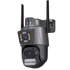 3MP+3MP Dual Lens WiFi Security Camera 5X Zoom Dual Screen PTZ Camera ICSEE APP Outdoor Auto Tracking Color Night Vision AI Human Detection Two-Way Audio IP66 Waterproof Surveillance Camera