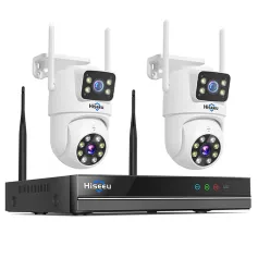 Hiseeu 6MP WiFi Dual Lens Camera Security Camera System Kit 3K IP Cameras with 10CH NVR Recorder Set P2P Video CCTV Surveillance System