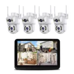 Guudgo 4CH 6MP 4K Security Camera System with Wireless Outdoor 10.1 inch Monitor Dual Lens WiFi 2-Way Audio Human Tracking Night Vision IP66 CCTV Cameras