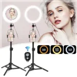 Live Stream Makeup Selfie LED Ring Light With bluetooth Remote Control Cell Phone Holder