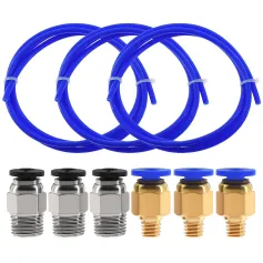 TWO TREES® 3PCS 1Meters Blue PTFE Tube + 3 PC4-M6 Pneumatic Connector + 3 PC4-M10 Connectors for 3D Printer 1.75mm Filament