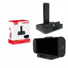 بۆ Switch2 خانەخوێی بنکەی بارگاویکردنی چەپ و ڕاست Gamepad Plug-in Charger لەگەڵ RGB Light KJH KJH-NS2-029