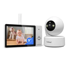 5 ইঞ্চি টাচ স্ক্রিন সহ শ্রীহোম DH050-SH064 4K 8MP স্মার্ট বেবি মনিটরিং ক্যামেরা কিট 3X ডিজিটাল জুম 355° PTZ AI কান্নাকাটি সনাক্তকরণ রঙ নাইট ভিশন হিউম্যান ট্র্যাকিং অ্যালার্ম 2-ওয়ে অডিও হোম মনিটর দেখার ক্যামেরা