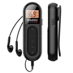 Mini Portable FM Radio Rechargeable Pocket Radio with LCD Screen Built-in DSP Chip Quick Frequency Modulation 3.5mm Jack Earphone Music Player