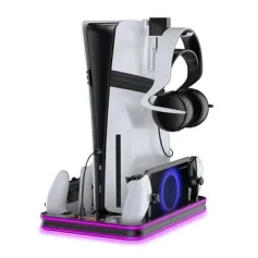 JYS JYS-P5225 Vertical Cooling Station Stand Charging Station Dock with RGB Light for PS5Pro/PS5Slim/PS5 Host