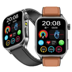 E810 1.952 بوصة AMOLED ECG 650nm ليزر أشباه الموصلات تكييف الفحص البدني الجزئي بلوتوث مكالمة معدل ضربات القلب ضغط الدم مراقب الأكسجين في الدم حمض اليوريك والدهون في الدم قياس نسبة الجلوكوز في الدم HRV-الذكاء الاصطناعي التشخيص الطبي IP68 ساعة ذكية