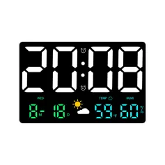 High-Definition Large-Screen Rectangle Wall Clock Temperature and Humidity Display Weather Clock Multi-Function Color Digital Alarm Clock