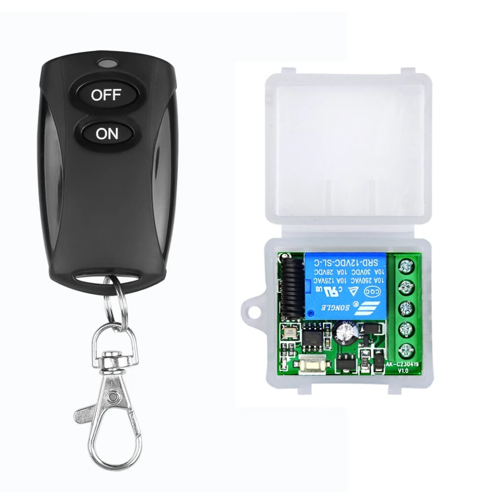 433MHz Wireless Remote Control Switch DC 12V 10A 1CH Relay Module Receiver ON OFF Remote Control for Gate Led Lights Bulb DIY