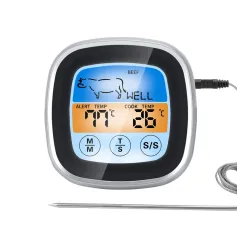 TS-62 タッチスクリーン BBQ 温度計 デジタルキッチン肉温度計 LCD ディスプレイ付き 8つの調理モード カウントダウン 過熱アラーム機能 グリル BBQ 調理肉用