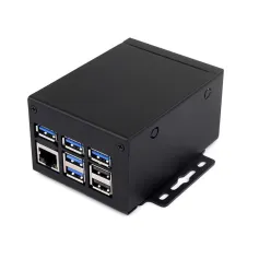 Industrial Metal Case for Raspberry Pi 5/5B Large Space Protective Enclosure Compatible with Expansion Board Enhanced Connectivity Ventilation Slots Wall Mount DIN Rail Mount