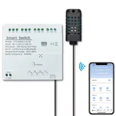 Tuya 7-32V 4CH WiFi Smart Relay Switch With Temperature Humidity Sensor Passive Dry Contact Switch RF433 with Alexa Google Home