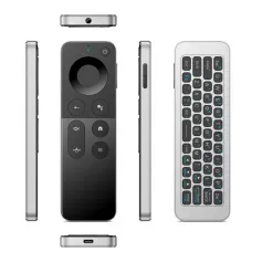 XTX1 2.4G Wireless Vwa Air Sourit enfrawouj Aprantisaj Double-sided Wireless Mini Keyboard sourit televizyon Vwa Remote Kontwòl ak Google Asistan