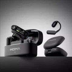 MOMA LARK MAX2 Wireless Lavalier Microphone AI Noise Cancelling 72dB SNR 48kHz 32bit 340m Range 36H Battery 25ms Low Latency Real-Time Monitoring Lightweight Live Streaming Interview Mic