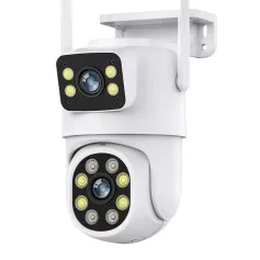 4MP Dual Lens Tuya Wifi Camera PTZ Outdoor 4K Wireless Dual Screen Security Camera Auto Tracking Monitoring Video Surveillance EU Plug
