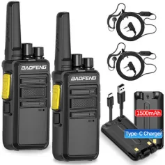 2pcs Baofeng BF-V12D GMSK Digital Analog Walkie Talkie 1-10KM Long Range 16CH Encrypted Call Noise Reduction HD Type-C Charging 1500mAh Battery Two-way Radio