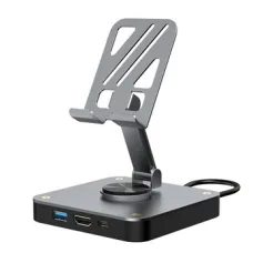 3 in 1 Adjustable Switch Pad Stand USB-C Hub with USB2.0/4K60Hz HD/PD100W Charging Ports for Game Controller Keyboard Mouse Laptop Tablet