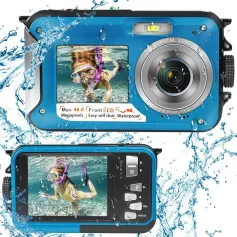 HD368 2.7K 48MP Full HD Underwater Digital Camera 10FT Waterproof Dual Screen 16X Digital Zoom for Snorkelling Swimming