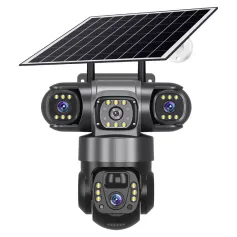 V380 4G 6MP Solar Security Camera 3-Lens System Dual-Charging Night Vision Motion Alerts Security Camera